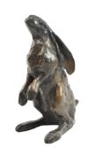 PAUL JENKINS (CONTEMPORARY) - BRONZE SCULPTURE OF A HARE
