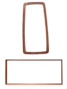 TWO VINTAGE MID CENTURY TEAK FRAMED DRESSING WALL MIRRORS