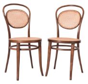 FAMEG BENTWOOD FURNITURE - PAIR OF THONET STYLE BISTRO RATTAN CHAIRS