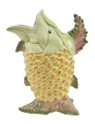 MID CENTURY ITALIAN MAJOLICA CERAMIC FISH GLUGGLE JUG PITCHER