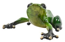 TIM 'FROGMAN' COTTERILL - BRONZE & ENAMEL FROG PAPERWEIGHT FIGURINE