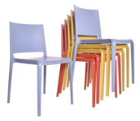 ALLERMUIR - TONINA - SIX MOULDED ACRYLIC BISTRO STACKING CHAIRS