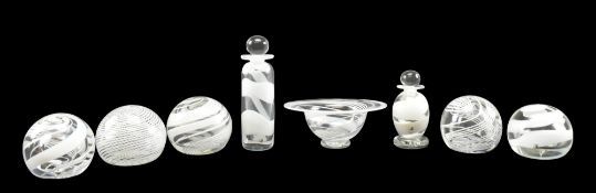 CHARLIE MEAKER - COLLECTION OF EIGHT PAPERWEIGHTS & PERFUME BOTTLES