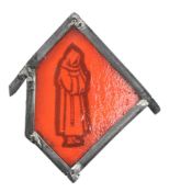 WHITEFRIARS - MID CENTURY STAINED GLASS WINDOW SINGLE PANEL FEATURING FRIAR LOGO
