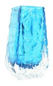 GEOFFREY BAXTER FOR WHITEFRIARS - GLASS COFFIN VASE IN KINGFISHER BLUE