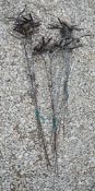 COLLECTION OF RECYCLED CAST METAL OUTDOOR GARDEN ROD SCULPTURES OF DRAGONFLIES