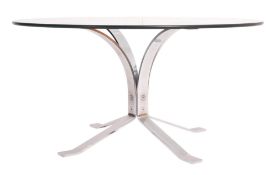 20TH CENTURY SPACE AGE DESIGNER CHROME AND GLASS COFFEE TABLE
