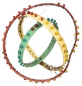 VINTAGE FAIRGROUND DISCO THREE BAND METAL LIGHT UP PENDANT CEILING LIGHT