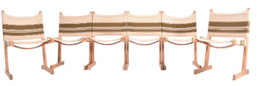 DITTE & ADRIAN HEATH FOR FRANCE & SON - SIX DANISH OAK & CANVAS CHAIRS