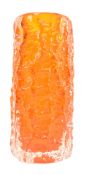 GEOFFREY BAXTER FOR WHITEFRIARS - BARK GLASS VASE IN TANGERINE COLOURWAY