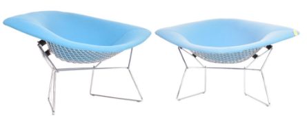 HARRY BERTOIA FOR KNOLL - DIAMOND - PAIR OF UPHOLSTERED BLUE CHAIRS