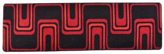 RETRO MID-CENTURY 1960S GEOMETRIC WOOL PILE RUNNER RUG
