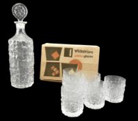 WHITEFRIARS - FLINT BARK EFFECT DECANTER & GLASSES
