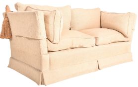 CONTEMPORARY KNOLL DROP ARM THREE-SEATER SOFA
