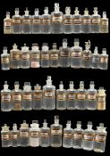 CIRCA 40 EARLY 20TH CENTURY GLASS APOTHECARY / CHEMIST BOTTLES