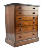 EARLY 20TH CENTURY MAHOGANY SIX DRAWER DESKTOP HABERDASHERY CHEST OF DRAWERS