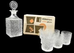 WHITEFRIARS - FLINT BARK EFFECT DECANTER & GLASSES