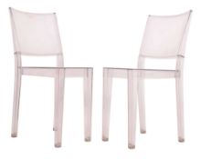 PHILIPPE STARCK - LA MARIE - PAIR OF RETRO INJECTION MOULDED DINING CHAIRS, CLEAR COLOURWAY