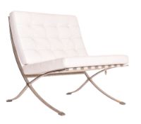 AFTER MIES VAN DER ROHE - VINTAGE WHITE BARCELONA STYLE CHAIR