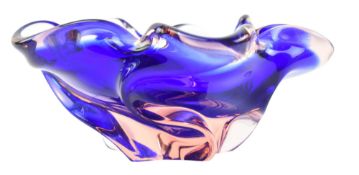 MANNER OF JOSEF HOSPODKA FOR CHRIBSKA SKLARNA - VINTAGE MID CENTURY 1960S GLASS ASHTRAY