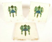 THREE ENGLISH 19TH CENTURY ART NOUVEAU STYLE CERAMIC TILES