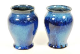 TWO 1932 DIAMOND JUBILEE BOURNE DENBY DANESBY WARE BLUE VASES