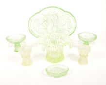 COLLECTION OF MID CENTURY VASELINE GLASS