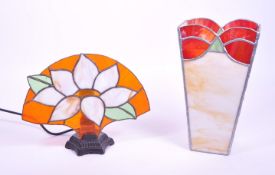 TWO 20TH CENTURY TIFFANY MANNER ART DECO STYLE GLASS LIGHT SHADES