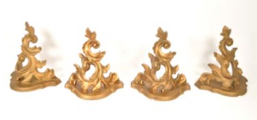 FOUR LATE 20TH CENTURY RESIN GILT & ROCOCO STYLE WALL SCONCE MOUNTS