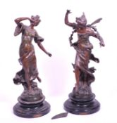 AFTER AUGUSTE MOREAU - TWO FRENCH 20TH CENTURY SPELTER STATUES