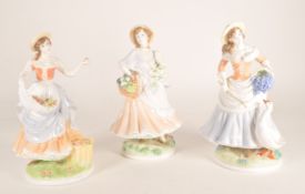ROYAL WORCESTER - THREE 1990S PORCELAIN PASTORAL COLLECTION FIGURES