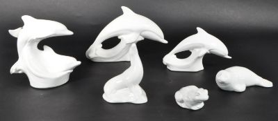 POOLE POTTERY - LATE 20TH CENTURY WHITE CERAMIC ANIMAL FIGURES