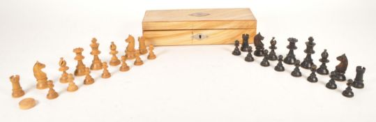 VINTAGE 20TH CENTURY TURNED BEECH CHESS PIECES
