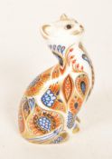 ROYAL CROWN DERBY - 1980S VINTAGE IMARI CAT BONE CHINA FIGURE
