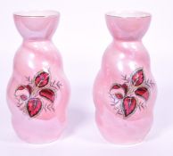 MALING - 1930S ART DECO COLEUS PINK LUSTRE VASE PAIR