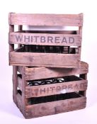 TWO LATE 20TH CENTURY WHITBREAD WOODEN BEER CRATES