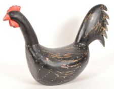 LARGE CARVED 20TH CENTURY VINTAGE WOODEN COCKEREL