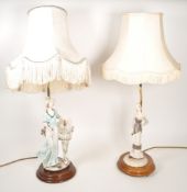 AURO BELCARI - TWO ITALIAN ART DECO STYLE LADY FIGURED TABLE LAMPS