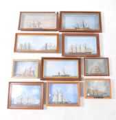 COLLECTION OF TEN 20TH CENTURY SHIPS MOUNTED IN BOX FRAMES