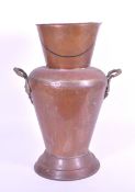 LATE 19TH / EARLY 20TH CENTURY COPPER TWIN HANDLED VASE / URN