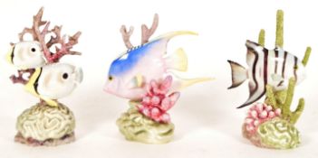 ROYAL WORCESTER - THREE LATE 20TH CENTURY BONE CHINA FISH FIGURES