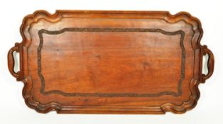 20TH CENTURY INDIAN KASHMIRI CARVED HARDWOOD SERVING TRAY