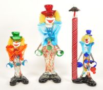 THREE MID CENTURY ITALIAN MURANO STUDIO GLASS CLOWN FIGURES