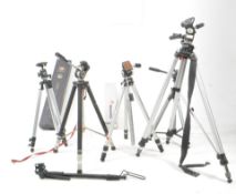 COLLECTION OF METAL CAMERA TRIPOD ADJUSTABLE STANDS