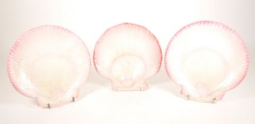 WEDGWOOD - 19TH CENTURY PEARLWARE PINK SCALLOP SHELL PLATES