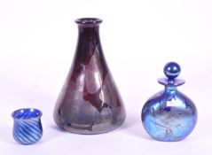 COLLECTION OF THREE 20TH CENTURY STUDIO GLASS PIECES