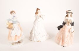 ROYAL WORCESTER - THREE LATE 20TH CENTURY PORCELAIN LADY FIGURES