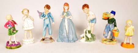 ROYAL WORCESTER - 20TH CENTURY SEVEN BONE CHINA FIGURES