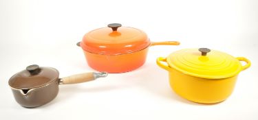 LE CREUSET - THREE VINTAGE 20TH CENTURY PANS