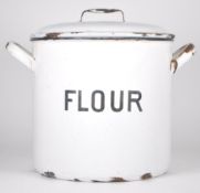 VINTAGE MID CENTURY WHITE ENAMELLED FLOUR POT